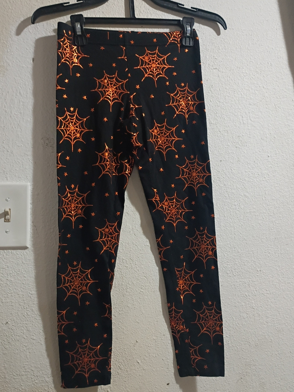 Kids Black and Orange Spiderweb Leggings - Brand Unknown